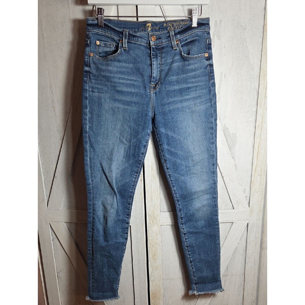 7 For All Mankind High Waist Ankle Skinny Jeans Size 28